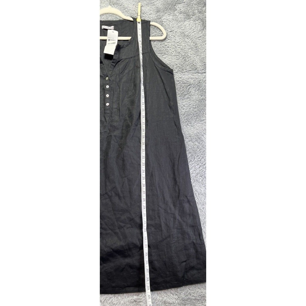 Allen Allen Women's XL Black Linen Shift Dress Sleeveless V Neck Pockets NWT - Picture 8 of 11